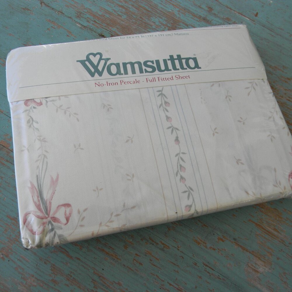 NEW VINTAGE WAMSUTTA FLORAL ONE FULL FITTED SHEET NO-IRON